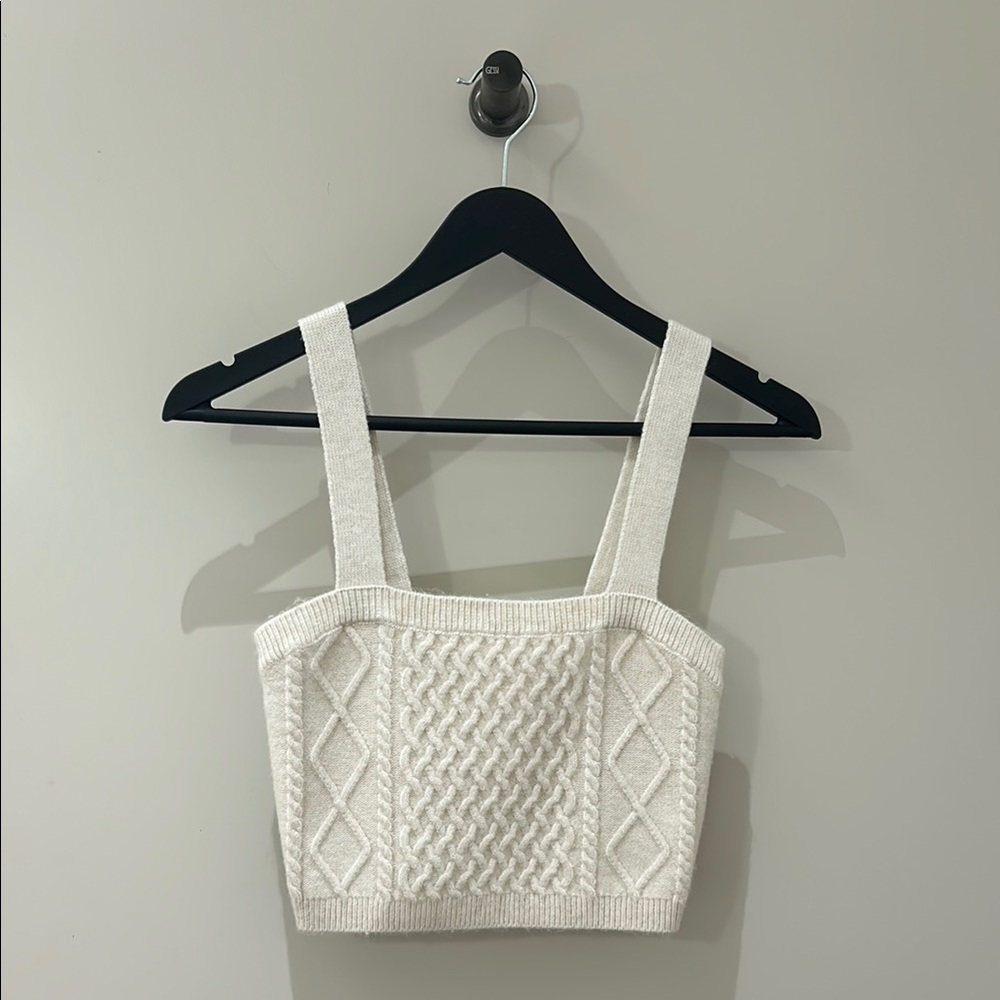 H&M Cream Knit Boxy Tank Top